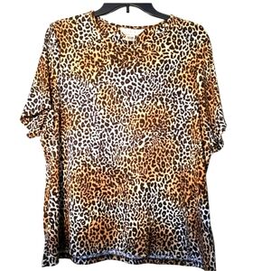 Alison Dailey Leopard Print Women's Ribbed Top XL EUC